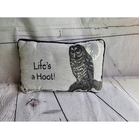 Owl Woven Tapestry Decorative Pillow Double SIded Advice Life's A Hoot - Picture 2 of 4